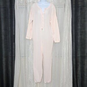 Blush Pink Vintage Gold Label Victoria's Open Knit Secret Onsie Pajamas SzS